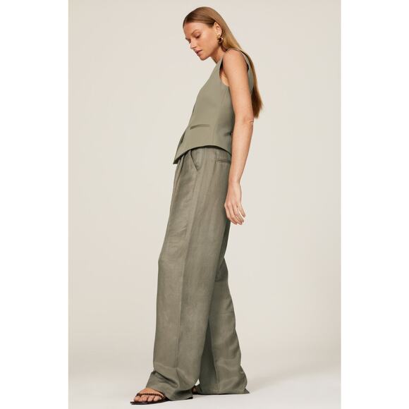 Anine Bing Carrie Pleated Wide Leg Linen High Waist Trouser Pants Size XS - Picture 2 of 15